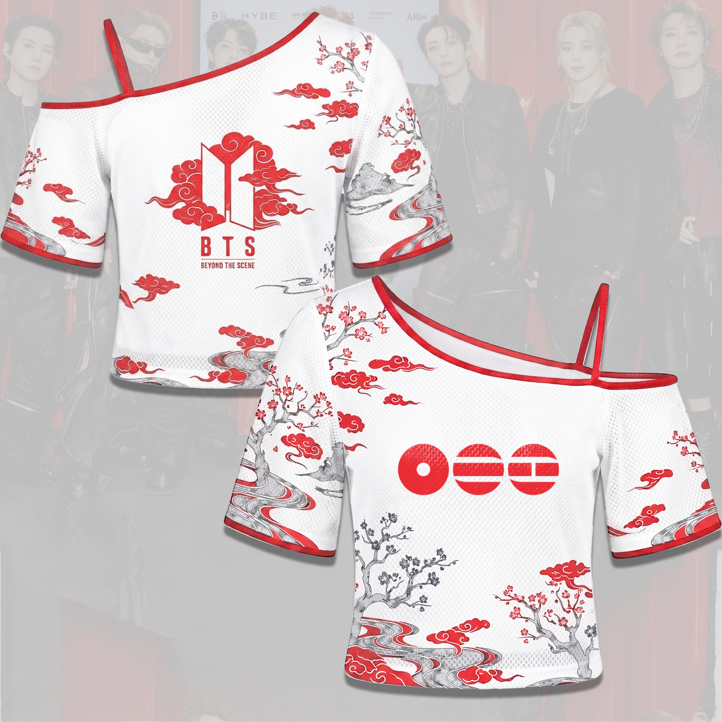 BTS ARIRANG Tour Sakura Blossom Graphic Off Shoulder Mesh Gift For Fan