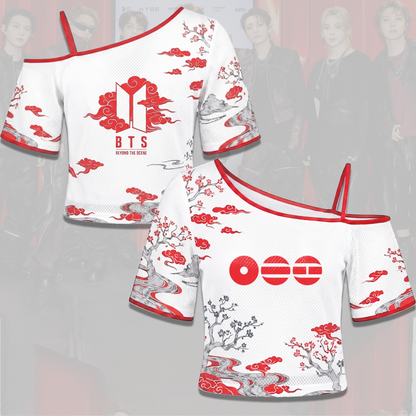 BTS ARIRANG Tour Sakura Blossom Graphic Off Shoulder Mesh Gift For Fan