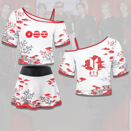 BTS ARIRANG Tour Sakura Blossom Graphic Off Shoulder Mesh Gift For Fan
