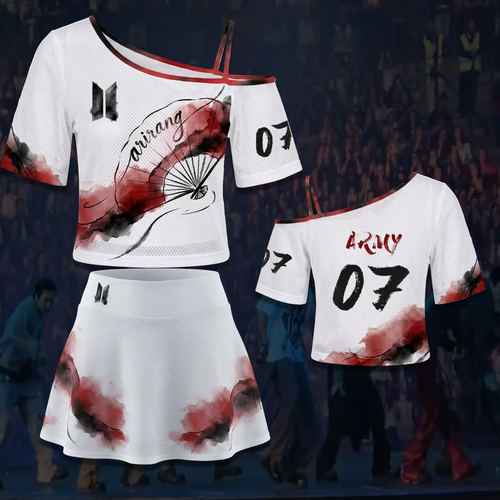 BTS Arirang World Tour Cultural Heritage Ink Wash Off Shoulder Mesh Gift For Fans