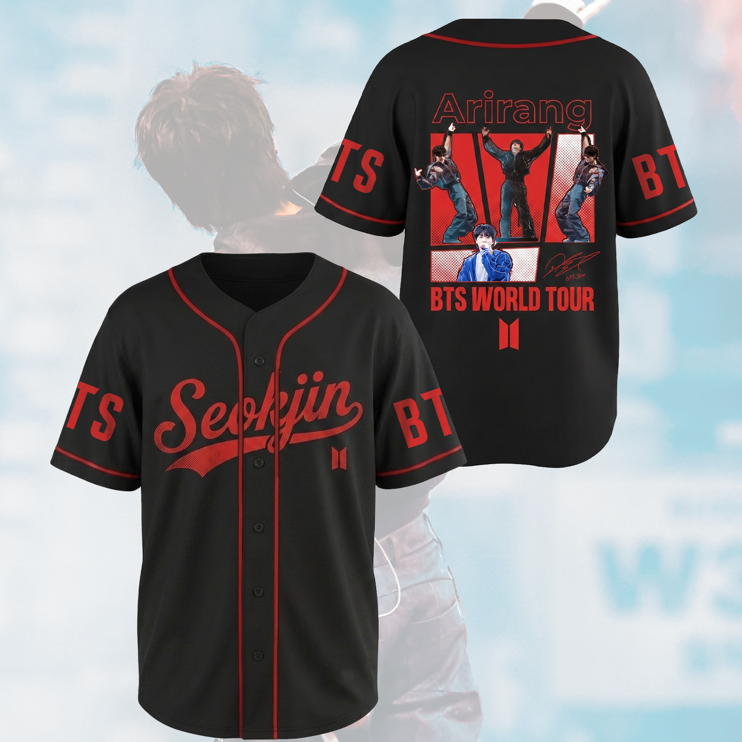Worldwide Handsome Jin Arirang World Tour Baseball Jersey Army Edition