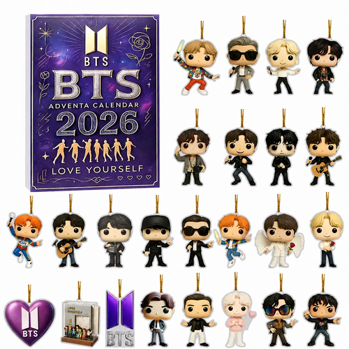 BTS Decor Advent Calendar Blind Box 2026, 24-Day Christmas Countdown Gift Set for ARMY Fans