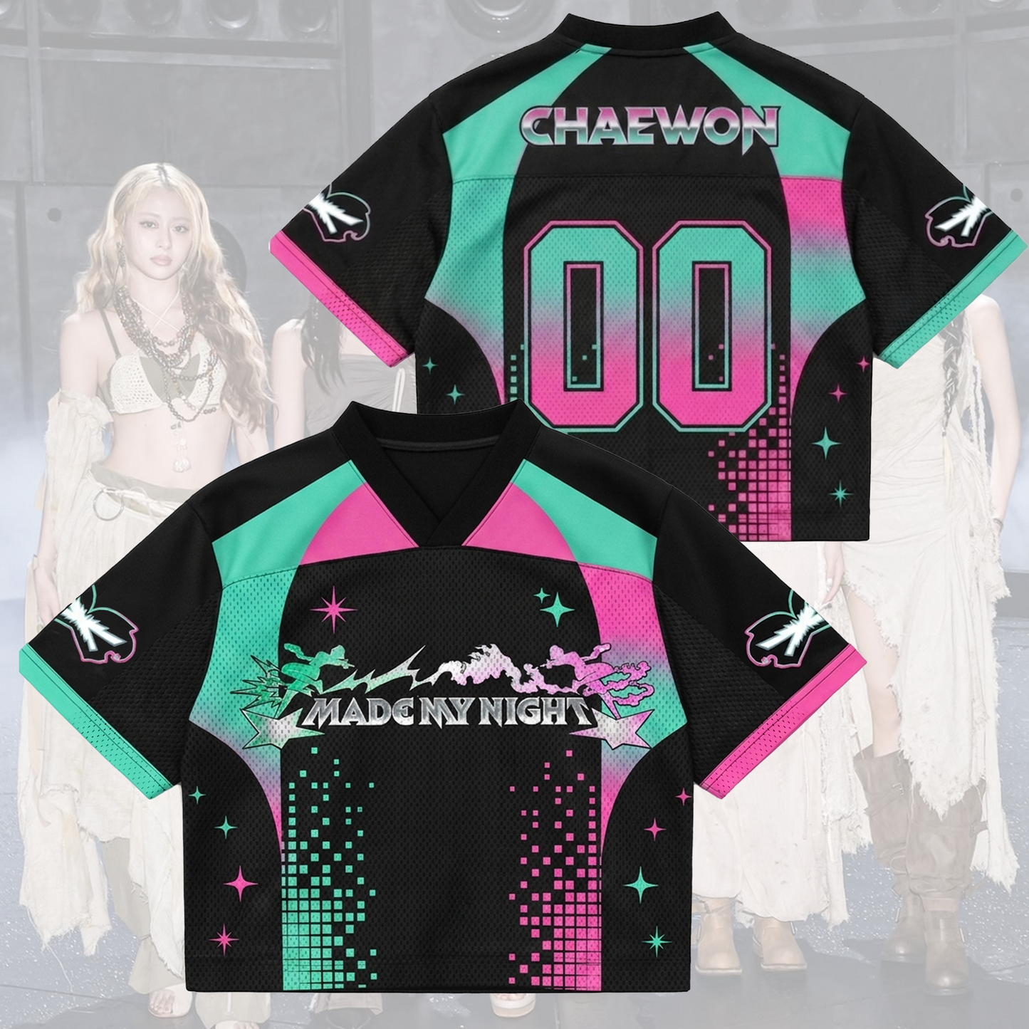 Wonderful FEARNOT Le Serrafim Pureflow Mixed Mesh Jersey Made My Night Gift for Fan