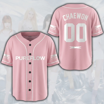 Pureflow World Tour Le Sserafim Pink Baseball Jersey Fan Gifts