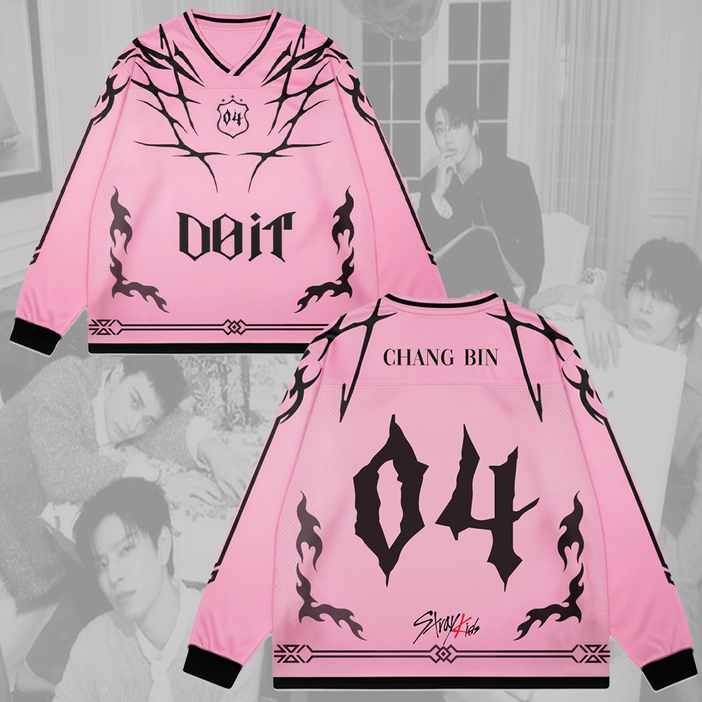 Pink Stray Kids Do It Album Splicing Long Sleeved Gift For Lovers