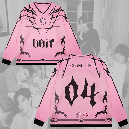 Pink Stray Kids Do It Album Splicing Long Sleeved Gift For Lovers