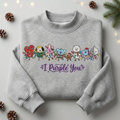 BTS I Purple You Christmas Embroidered Mockneck Sweatshirt Gift For Army