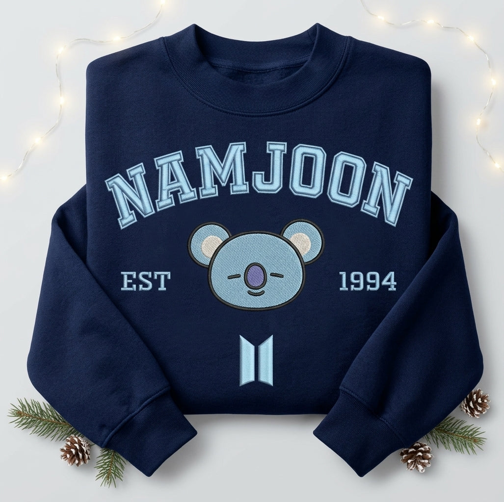BTS RM University Embroidered Mockneck Sweatshirt Gift For Fans