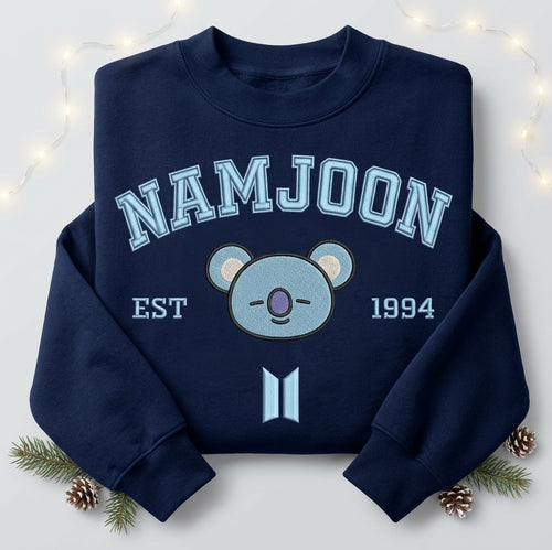BTS RM University Embroidered Mockneck Sweatshirt Gift For Fans