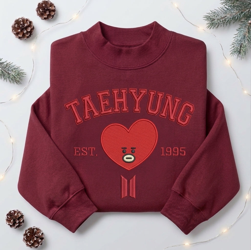 BTS V University Embroidered Mockneck Sweatshirt Gift For Fans