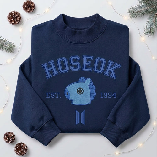 BTS J-Hope University Embroidered Mockneck Sweatshirt Gift For Fans