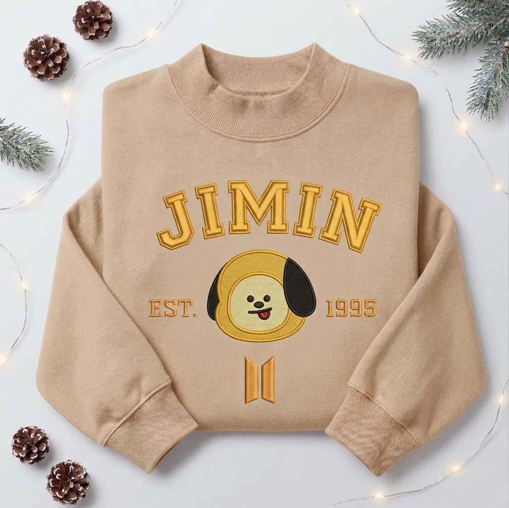BTS Jimin University Embroidered Mockneck Sweatshirt Gift For Fans