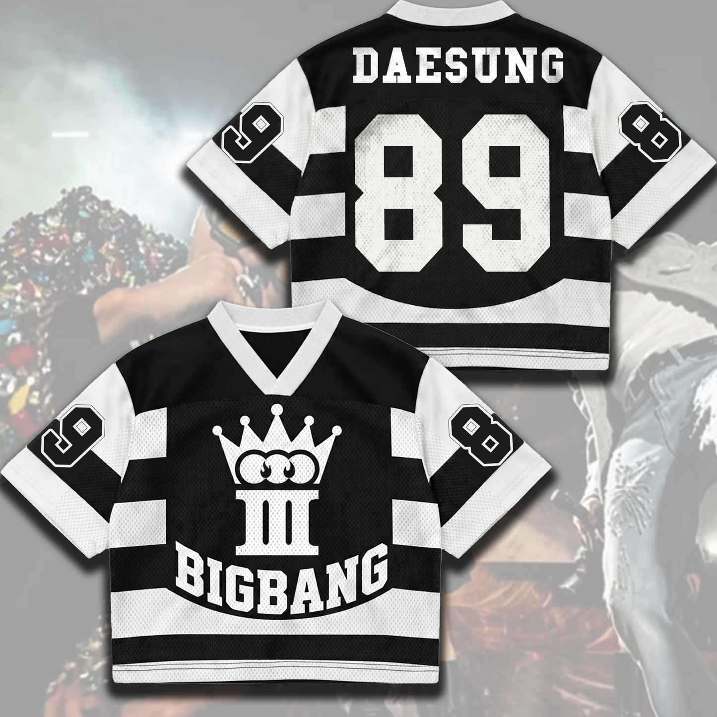 Bigbang Cosmos Tour Striped Mixed Mesh Jersey Biiig Album Outfit Gift for Fans