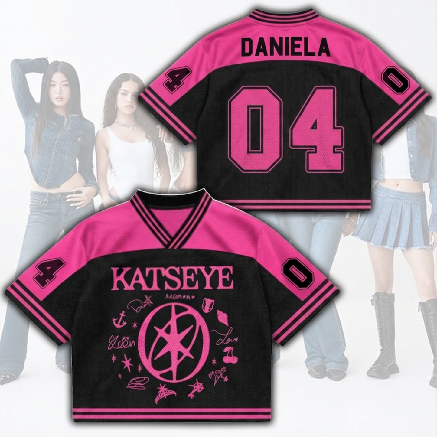 Hot Pinky Katseye The Wildworld Tour Mixed Mesh Jersey Fan Edition