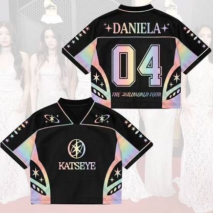 Fairycore Katseye The Wildworld Tour Mixed Mesh Jersey Top Gift For Fans
