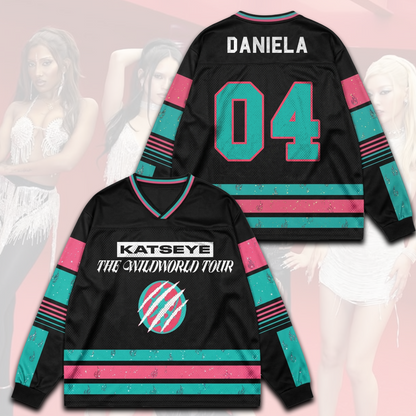 Sporty Chic Katseye The Wildworld Tour Mesh Splicing Long Sleeved Fan Gifts