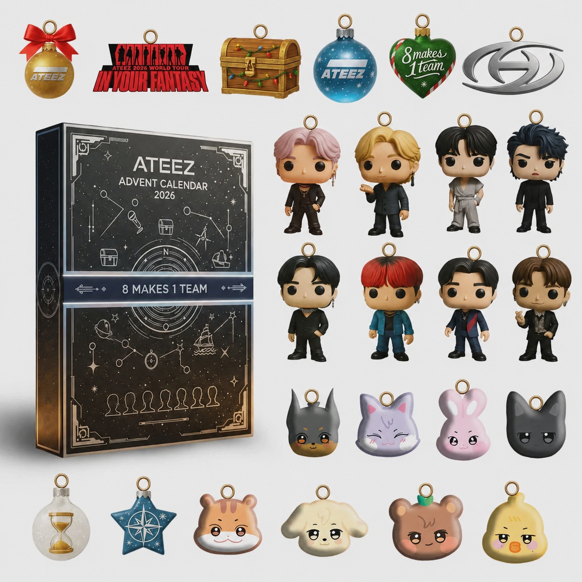 Kpop ATEEZ Adventskalender 2026, Weihnachtsgeschenkbox & Dekorationen für ATINY