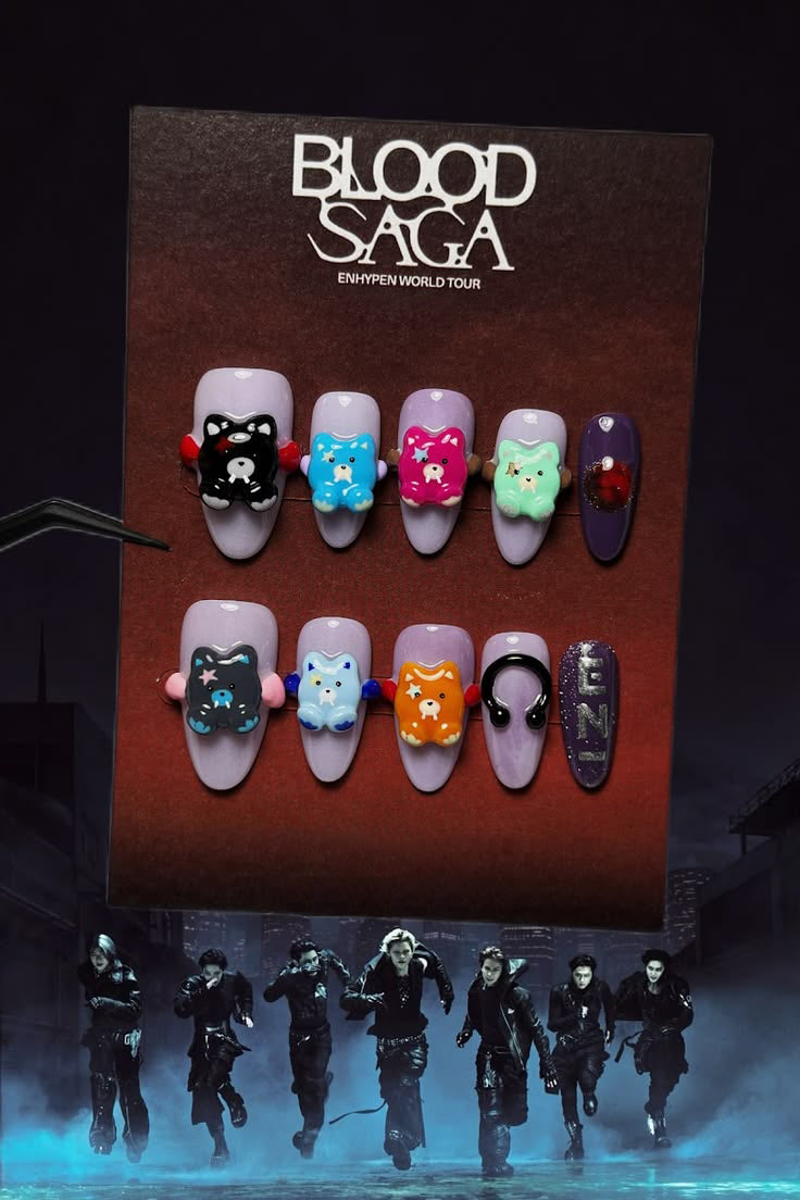 Blood Saga Inspired Kpop Press On Nails, Vampire Tour Handmade Nail Set, Cute Bias Concert Nails Gift For Fans