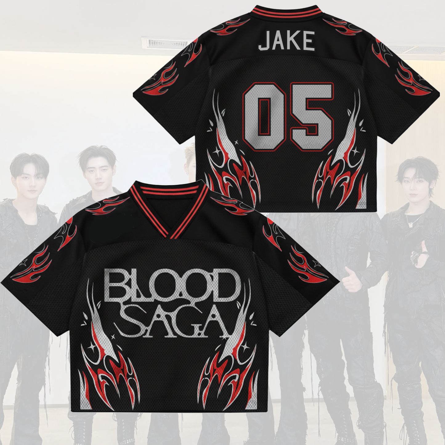 Blood Saga Enhypen Jersey - Gothic Streetwear Mix Mesh World Tour