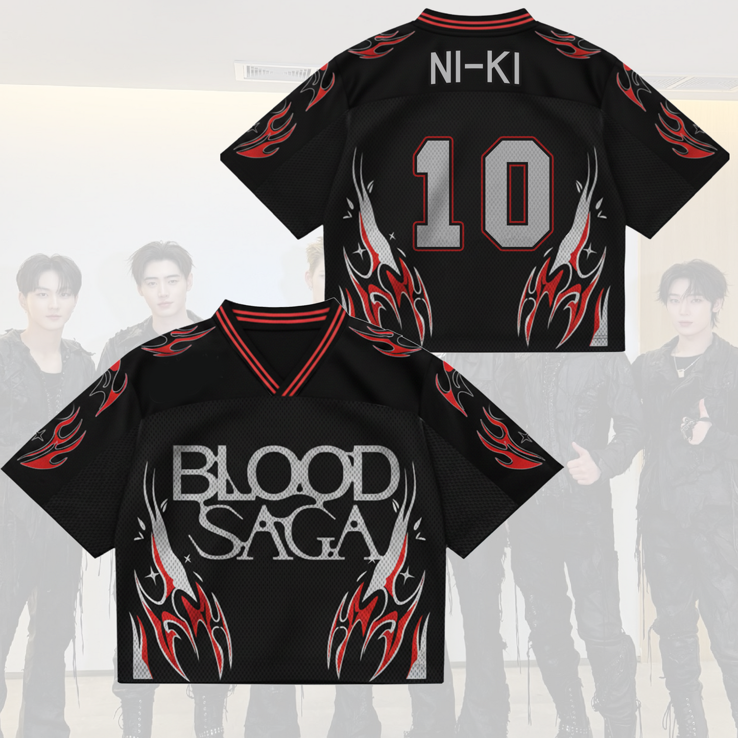 Blood Saga Enhypen Jersey - Gothic Streetwear Mix Mesh World Tour
