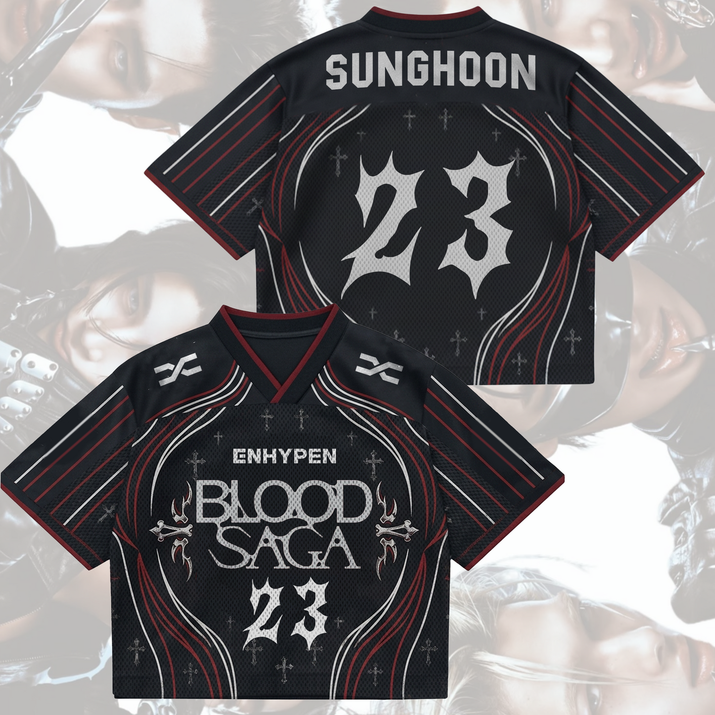 Sporty Enhypen Blood Saga World Tour Mix Mesh Jersey
