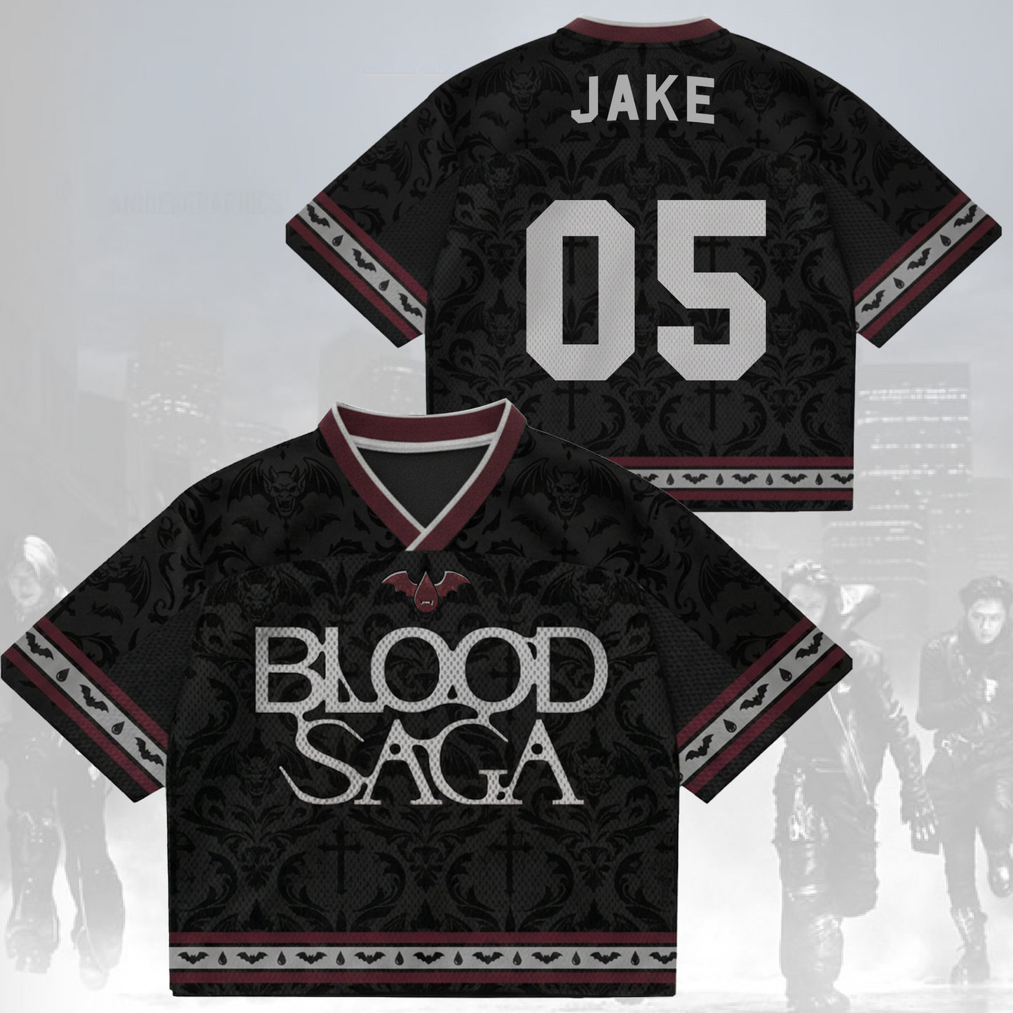 Dark Enhypen Blood Saga 2026 World Tour Mix Mesh Jersey