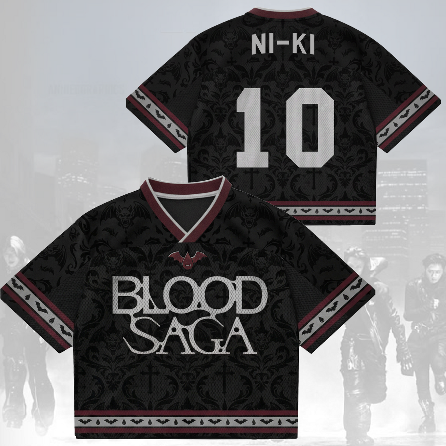 Dark Enhypen Blood Saga 2026 World Tour Mix Mesh Jersey