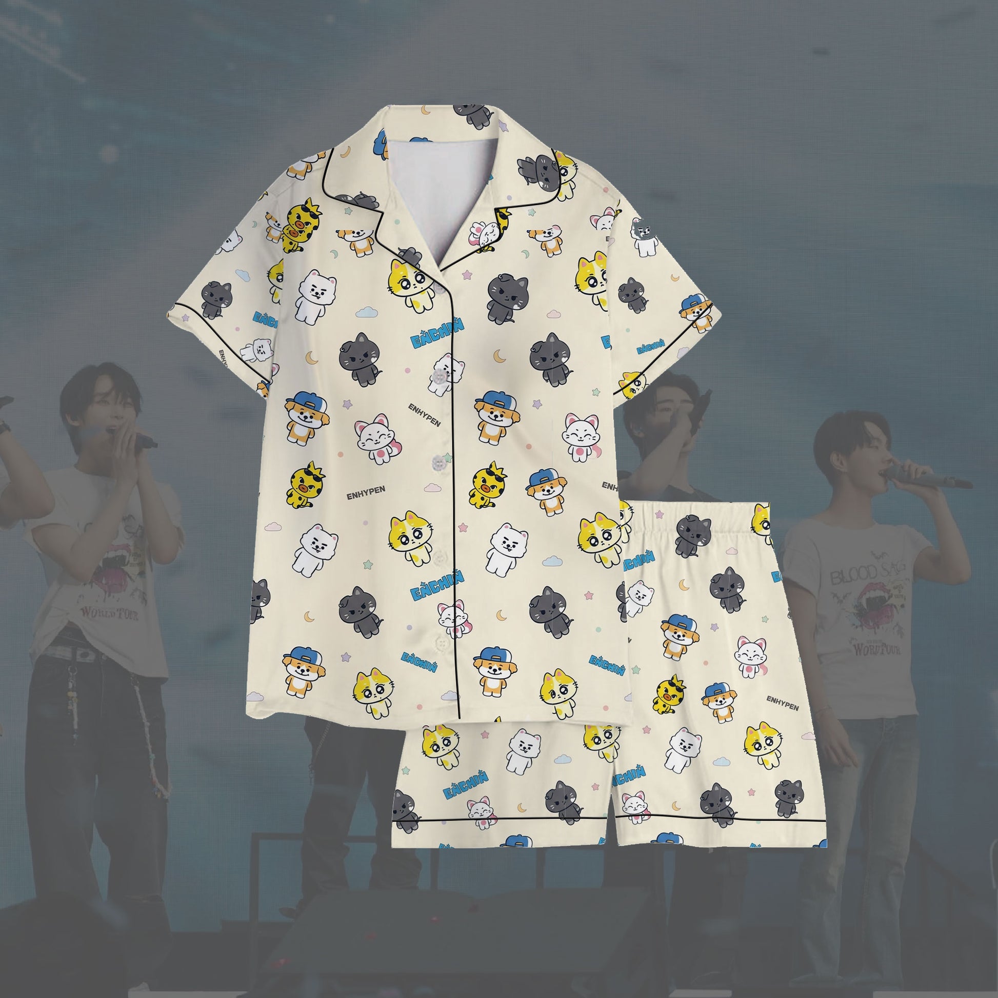 enhypen-enchin-Short-Satin-Pajama-Set