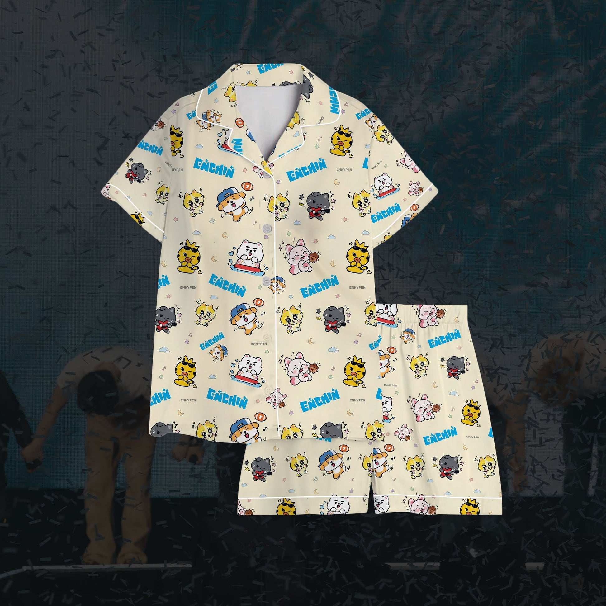 enhypen-enchin-Short-Satin-Pajama-Set