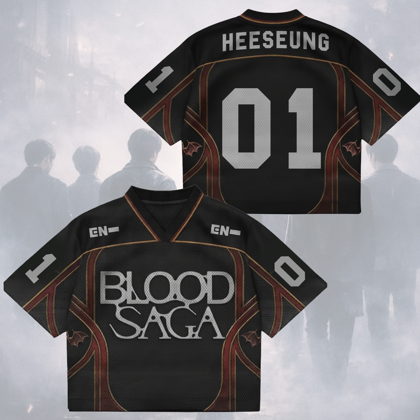 Immortal Glow Enhypen Blood Saga World Tour Mix Mesh Jersey Gift For Fans