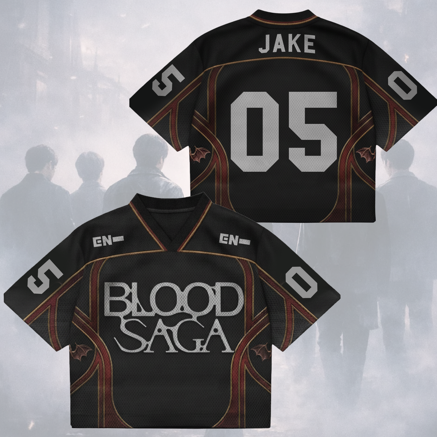 Immortal Glow Enhypen Blood Saga World Tour Mix Mesh Jersey Gift For Fans