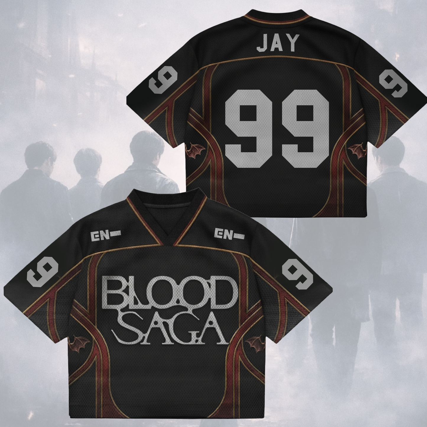 Immortal Glow Enhypen Blood Saga World Tour Mix Mesh Jersey Gift For Fans
