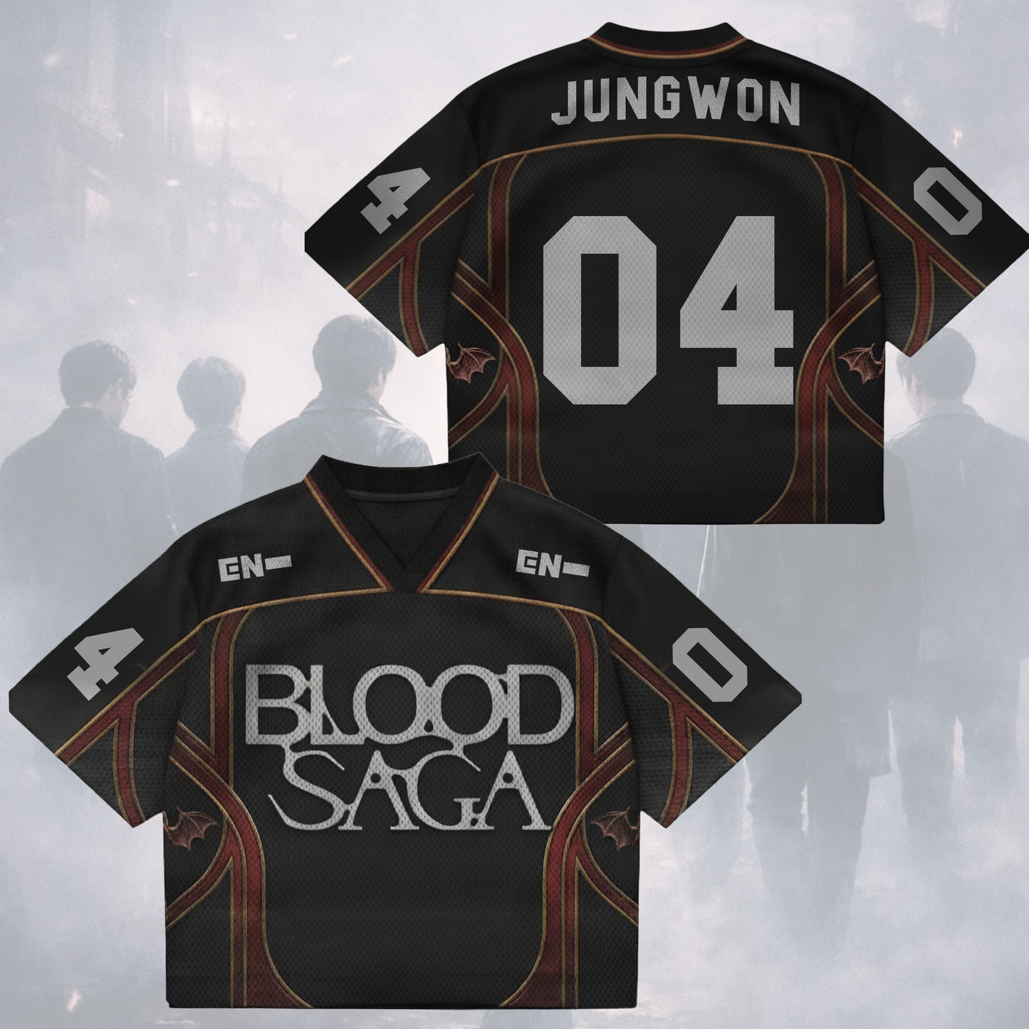 Immortal Glow Enhypen Blood Saga World Tour Mix Mesh Jersey Gift For Fans
