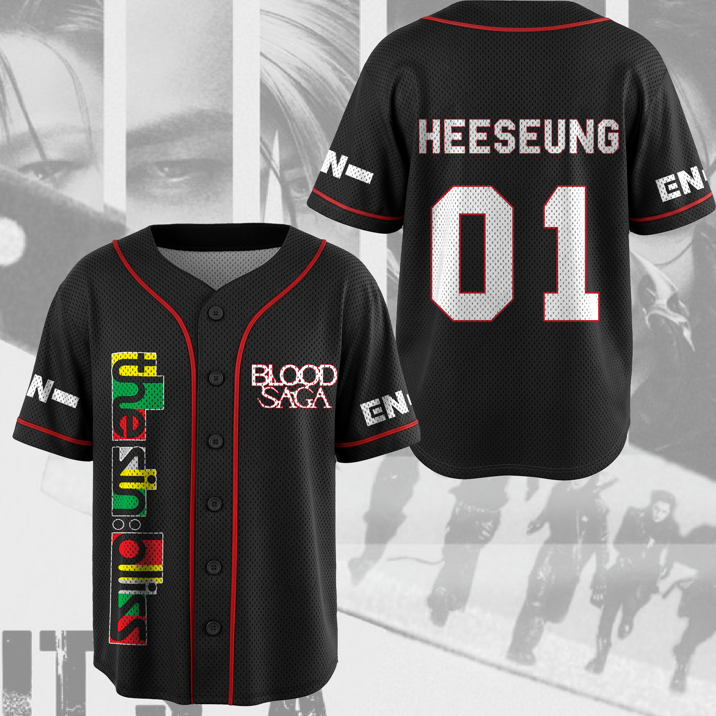 The Sin Bliss Enhypen Blood Saga World Tour Mesh Baseball Jersey Engene Gifts