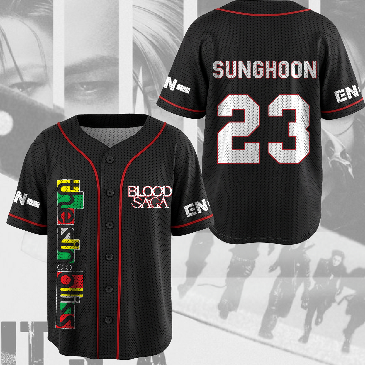 The Sin Bliss Enhypen Blood Saga World Tour Mesh Baseball Jersey Engene Gifts