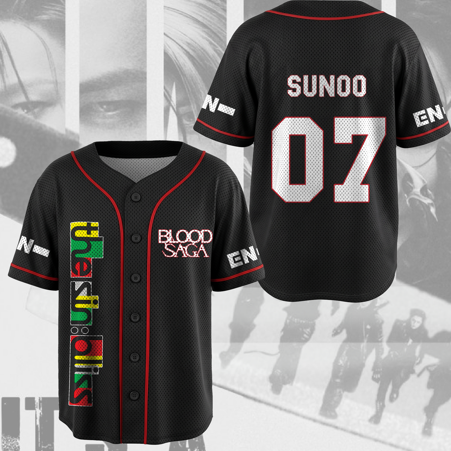 The Sin Bliss Enhypen Blood Saga World Tour Mesh Baseball Jersey Engene Gifts