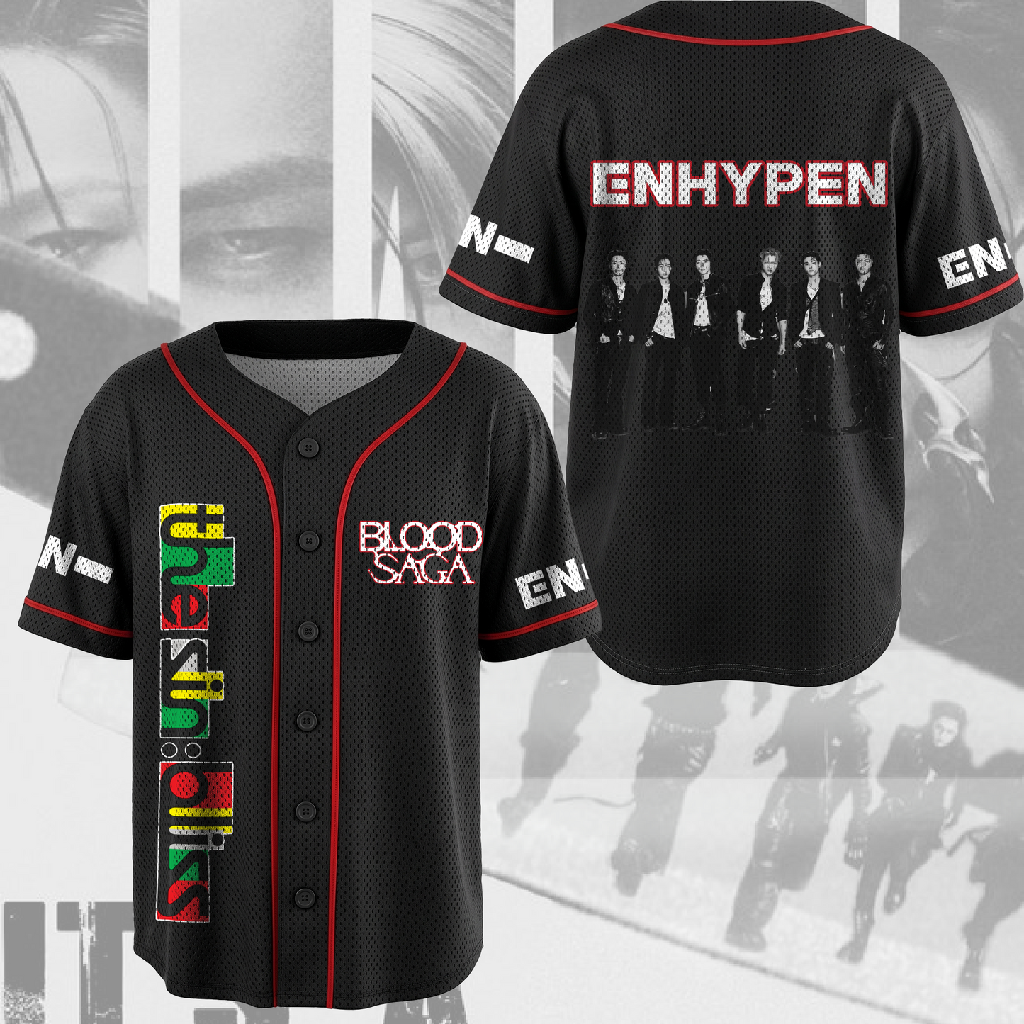 The Sin Bliss Enhypen Blood Saga World Tour Mesh Baseball Jersey Engene Gifts