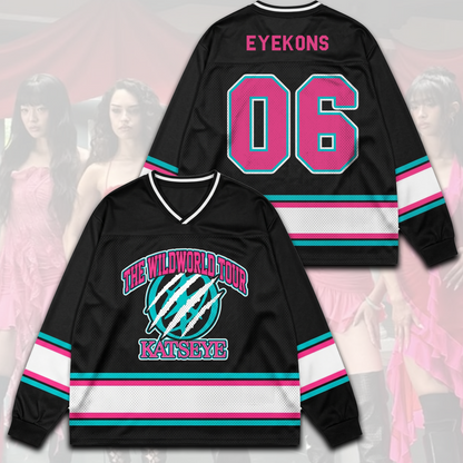 Sporty Katseye The Wildworld Tour Mesh Splicing Long Sleeved Gift For Fans