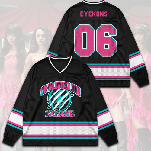 Sporty Katseye The Wildworld Tour Mesh Splicing Long Sleeved Gift For Fans