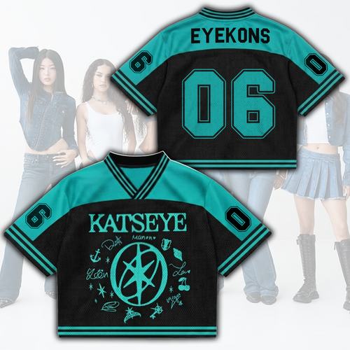 Teal Accent Katseye The Wildworld Tour Mixed Mesh Jersey Gift For Fans