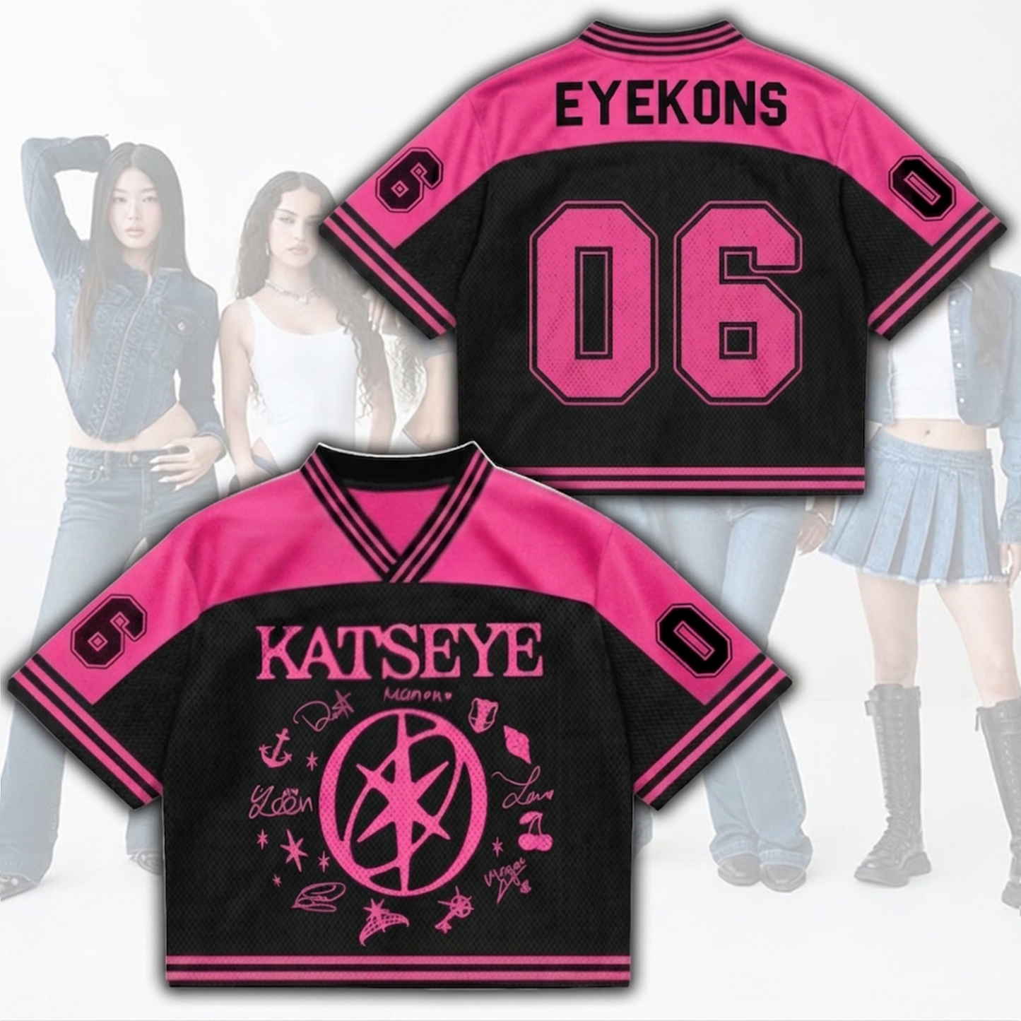 Hot Pinky Katseye The Wildworld Tour Mixed Mesh Jersey Fan Edition