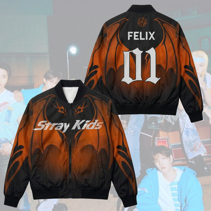 Stray Kids  Run It World Tour Bomber Jacket Orange Dragon Stray Kids Concert Outfit Stay Gifts