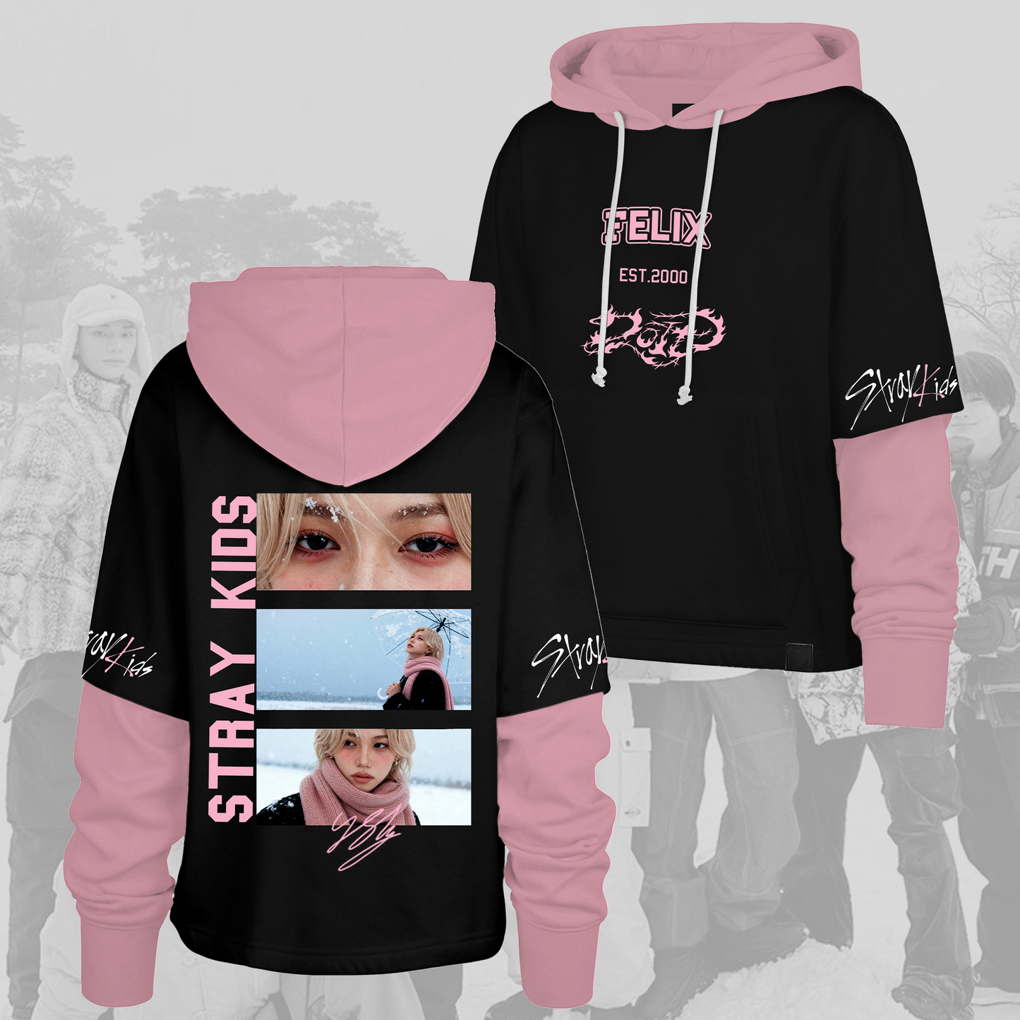 Stray Kids New Trend Do It Snow Season Movie Shortstop Hoodie Gifts