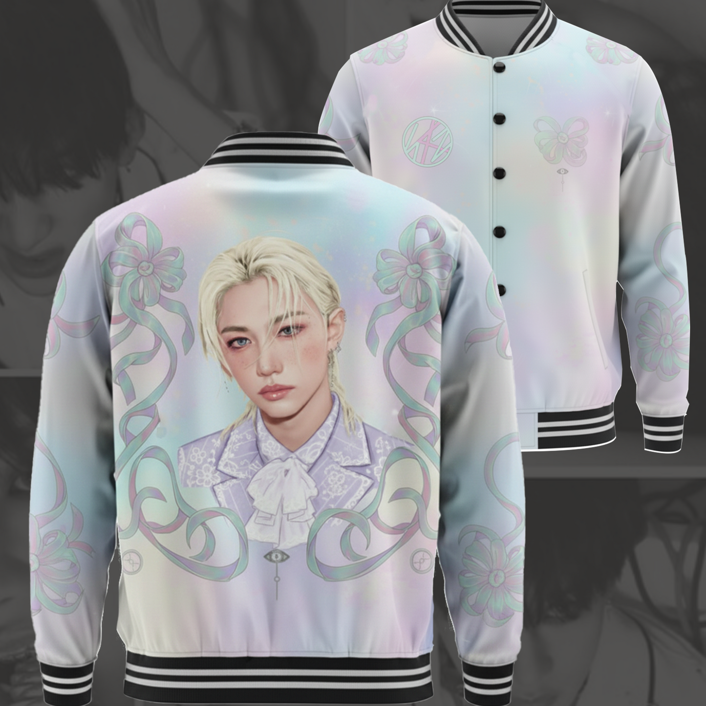 WAVESTEEᵀᴹ Coquette Bow  Baseball Jacket Stray Kids Bang Chan Felix Huynjin