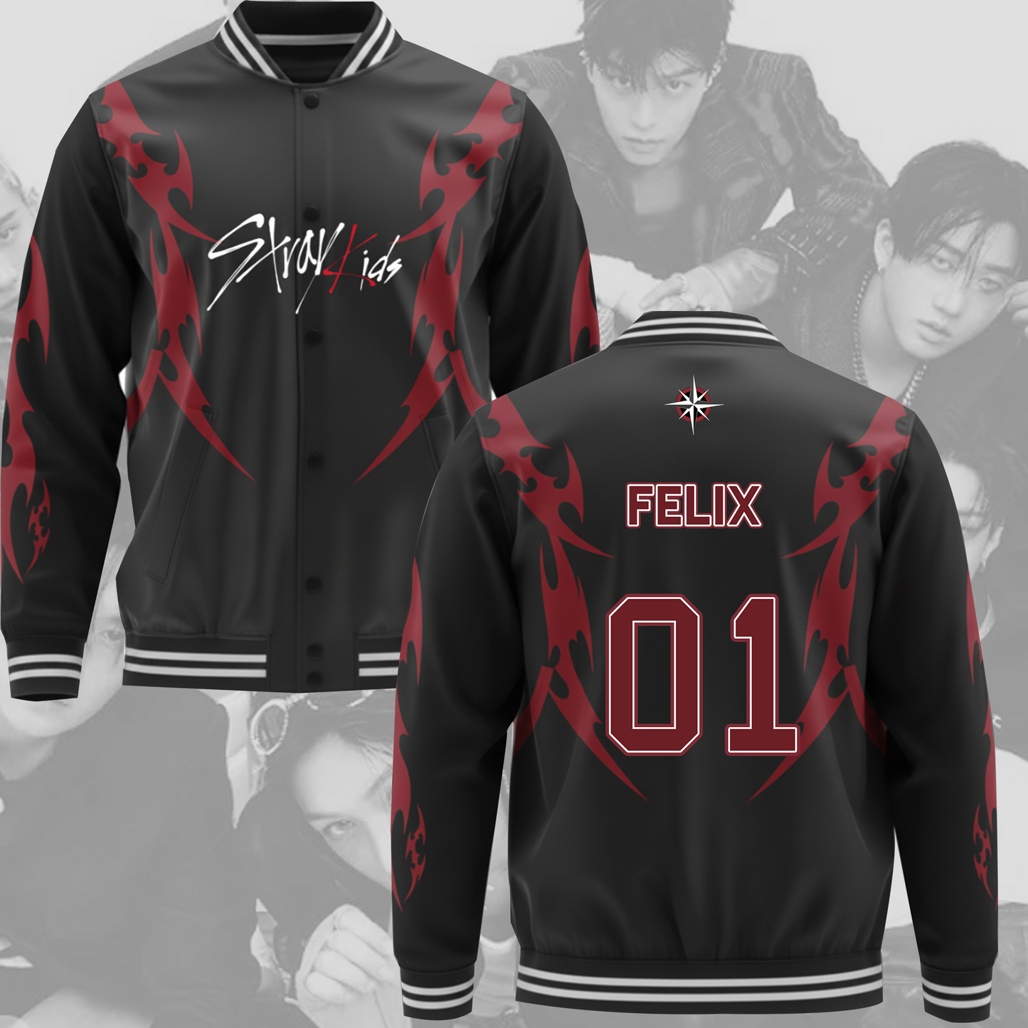 WAVESTEEᵀᴹ Stray Kid Tour DominATE Stay Baseball Jacket