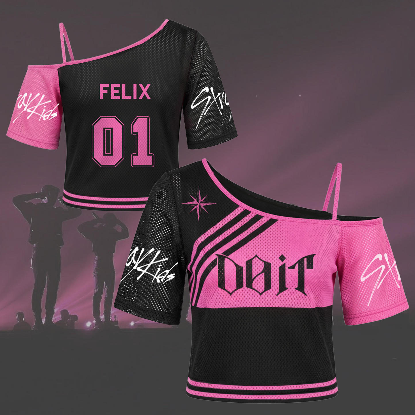 Sporty Chic Stray Kids Do It Off Shoulder Mesh Gift For Lovers