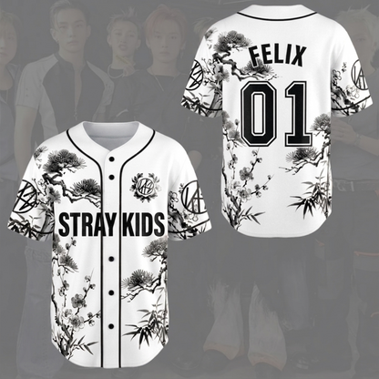Magnificent Stray Kids STAY White Baseball Jersey Run It Tour Gift for Fan
