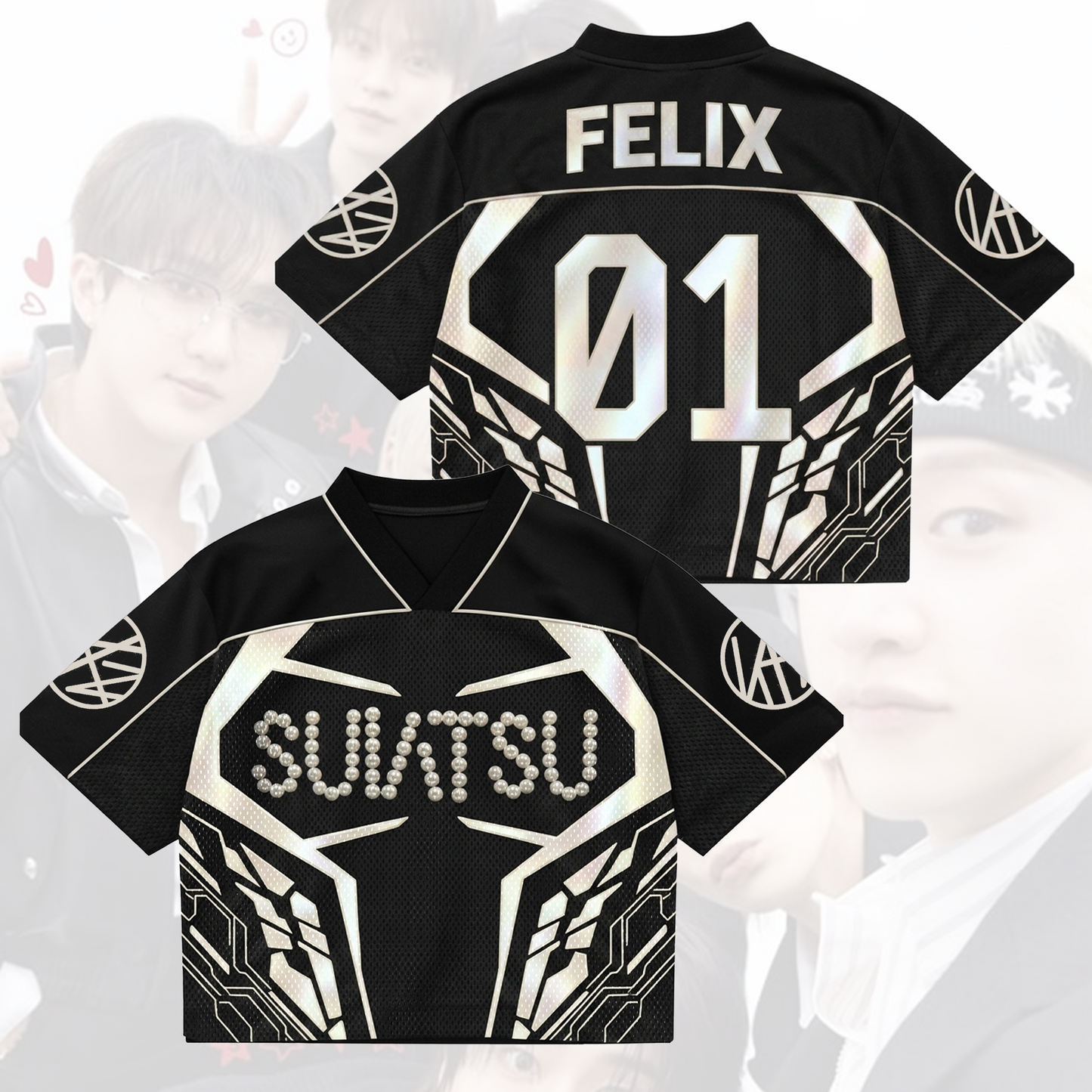 SUIATSU Stray Kids  Mixed Mesh Jersey Run It Tour Gift For Fans