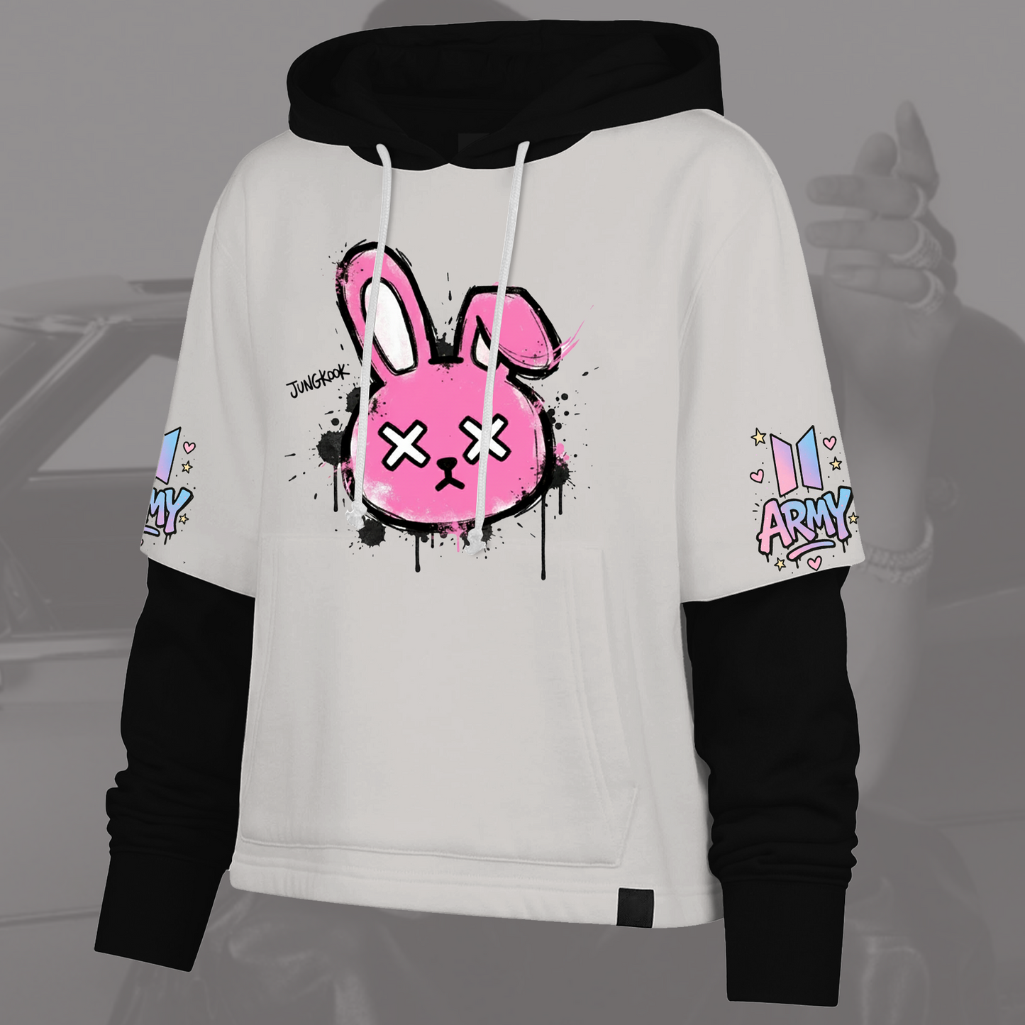 WAVESTEEᵀᴹ BTS Jungkook Bunny Streetwear Shortstop Hoodie