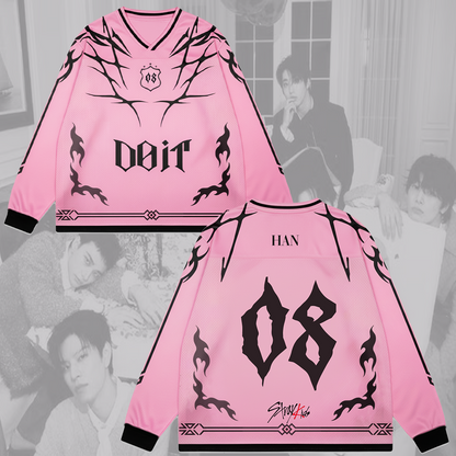 Pink Stray Kids Do It Album Splicing Long Sleeved Gift For Lovers